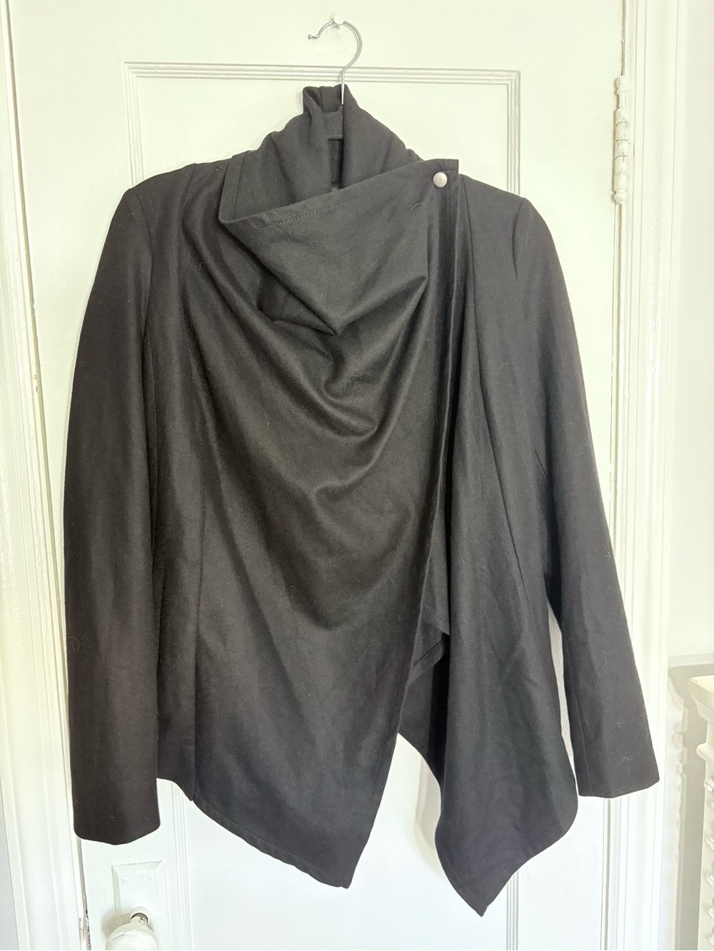 Bardot Black Draped Asymmetrical Trench Short Coat